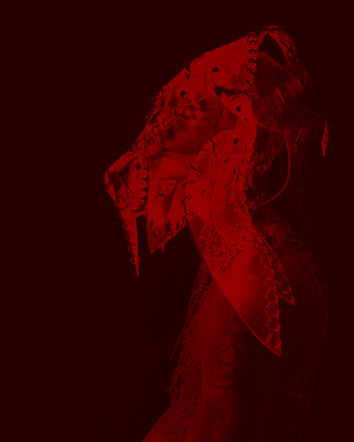lacey Foux Paper mag luxury Vegan vinyl spirit animal studded kink COS play anime headpiece mask carnival ATÉLIER JIVOMIR Halloween red